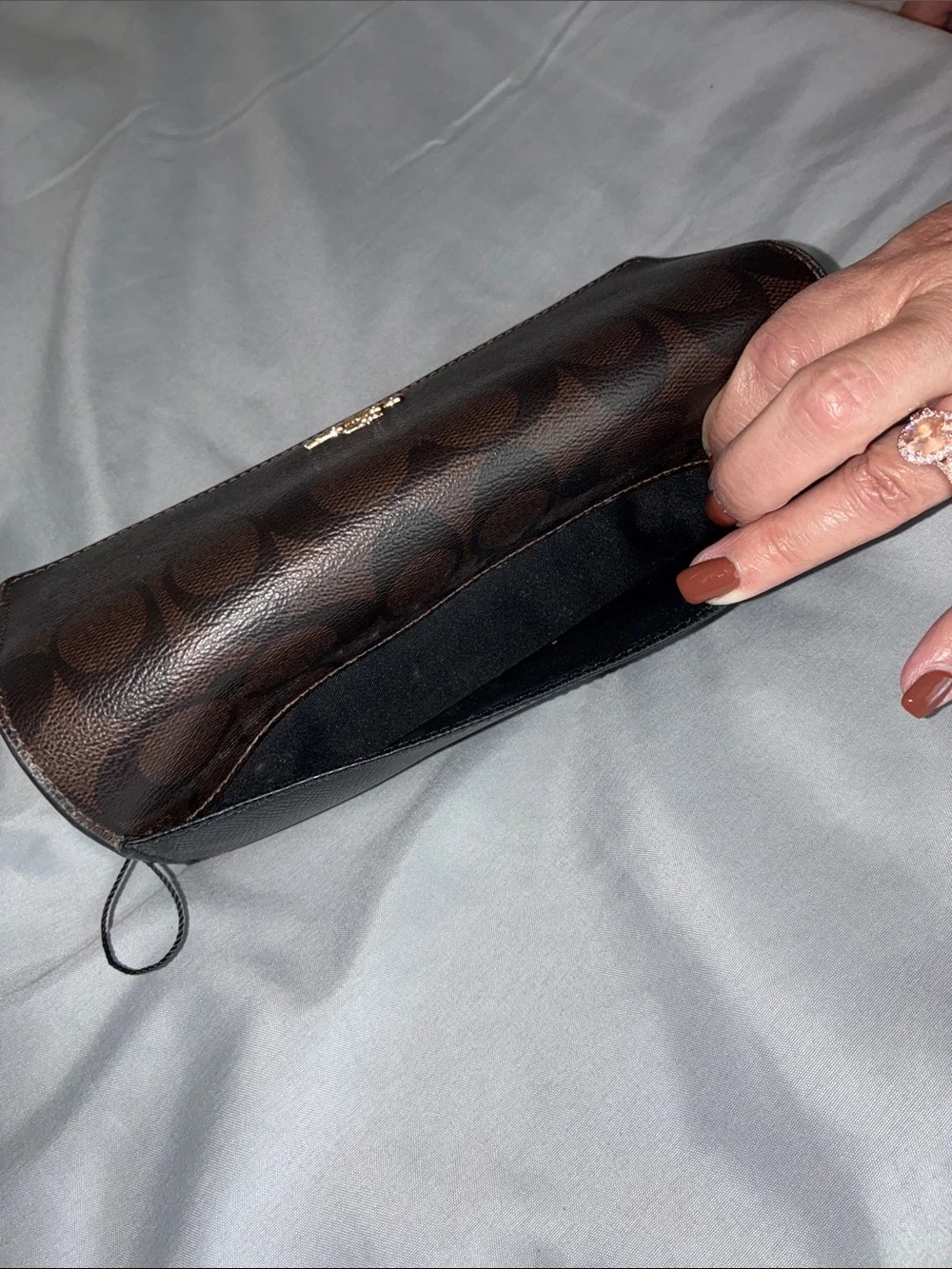 Coach Signature Brown and Black Continental Wallet with Card Holder